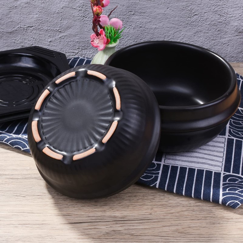 Swlthwen Korean Stone Bowl with Tray, Premium Ceramic Hot Pot