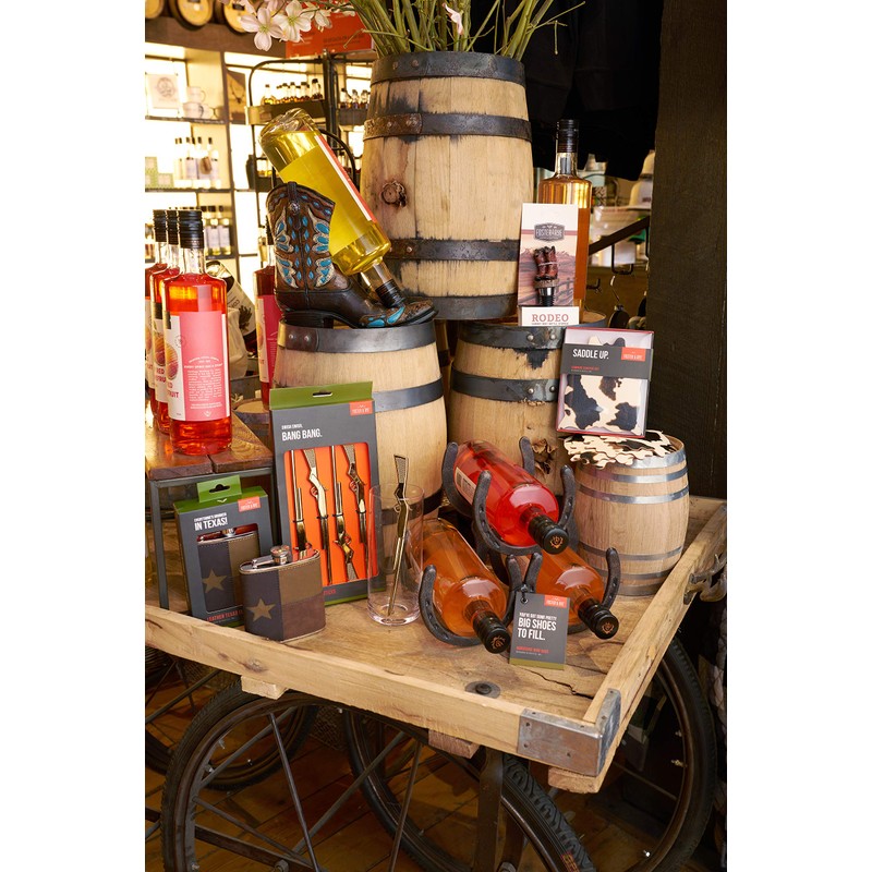 Foster & Rye Leather Texas Metal Flasks, 6 oz, Brown