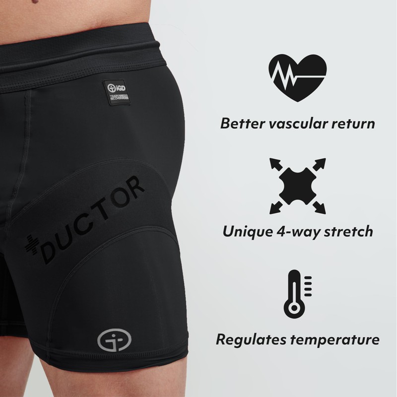 iGD Men's Compression + Ductor Shorts V2 L Black