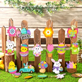 GlikCeil 40 Pcs Easter Wooden Ornaments Easter Tree Decorations Wooden Bunny Hanging Decor Decorative Rabbits Egg Flower Gnome Hanging Craft Spring Decorations for Party Home(Butterfly)