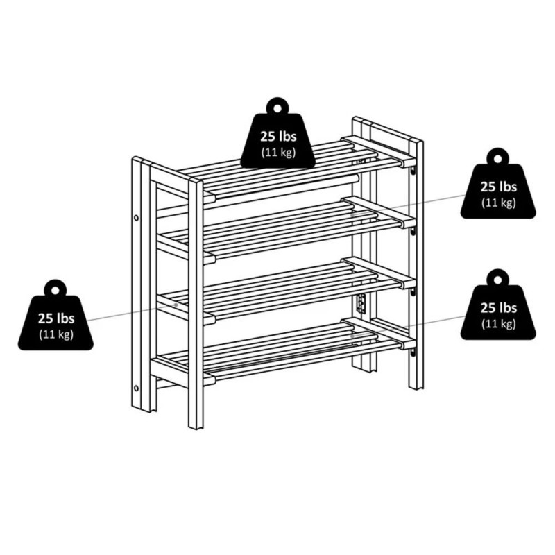 Winsome Clifford 4-Tiers Transitional Solid Wood Shoe Rack in Natural