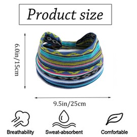 Zoestar Boho Wide Headbands Stripes Yoga Headscarves Knot Turban Head Wrap Leopard Vintage Stylish Hair Bands Elastic Thick Fashion Hair Accessories for Women and Girls (Pack of 3)