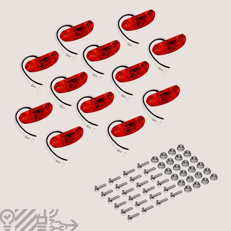 TRUE MODS 12pc 2.5" Red LED Trailer Marker Light Kit