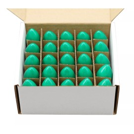 Creative Hobbies 25 Pack C7 LED Green Replacement Light Bulbs for Christmas Strings 0.7W Ceramic