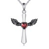 UCADRIT Cross Wings Necklace Sterling Silver Angel Wings Necklace Guardian
