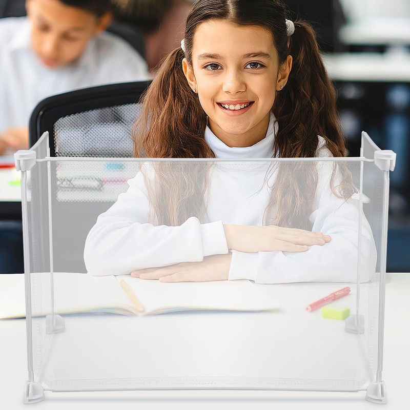 3pcs Transparent Sneeze Guard Partition Board Portable Divider Screen for