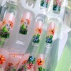 24Pcs Square Press on Nails Medium Spring Flower Pattern Fake