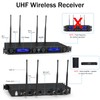 MicrocKing UHF Wireless Microphone System Cordless Lapel/Headset/Lavalier Mic(4 Bodypacks), Fixed