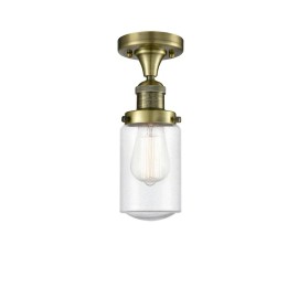 Innovations 314 Dover 1 Light Semi-Flush, Antique Brass/Seedy - 517-1CH-AB-G314
