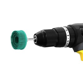 Oumefar 2 Inch Bristle Disc Grit, with 1/4" Shank Emery Rubber Abrasive Brush Polishing Grinding Wheel for Burr Removal, Roloc Bristle Disc for Metal(Green)