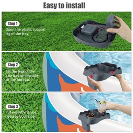 Hot Tub Table Tray with Cup Holders, Nonslip Drink Caddy, Fits Inflatable Spa Pool Bathtub (Grey)