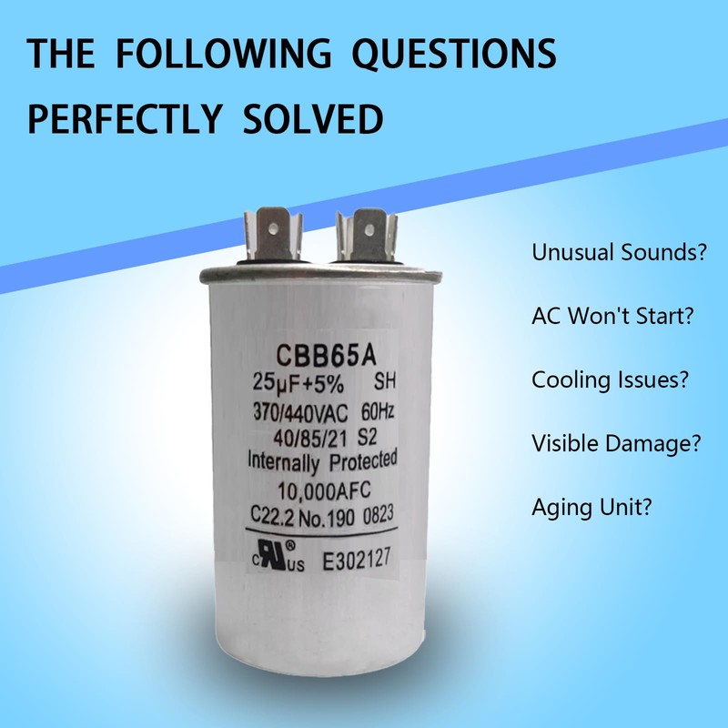 25uF 25MFD 50/60Hz 370VAC 440VAC CBB65 Round Run Start Capacitors