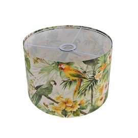 Drum Parrot Lamp Shades for Table Lamps 12" Top x 12" Bottom x 8" High Linen Lampshade Bird Lamp Shade with E27 to E26/E14 Adapters for Floor Lamps Bedside Lamps Pendant Lights, Assembly Required