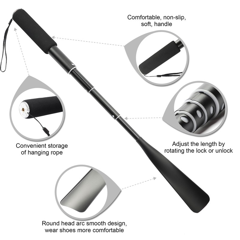 Fanwer Metal Shoe Horn Long Handle For Seniors,14"-37" Adjustable Shoehorns