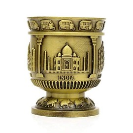 Skywalk Taj Mahal India Shot Metal Souvenir Cup (Green)