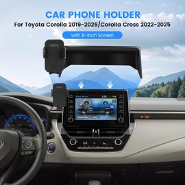 Car Phone Holder Fit for Toyota Corolla 2019-2025/Corolla Cross 2022-2025 Accessories, Cell Phone Mount with Dash Organizer 8-Inch Screen Fixed Clip Hands-Free 360° Rotation