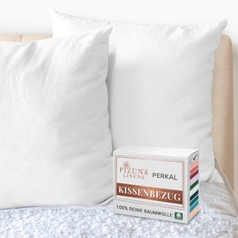 Pizuna Cushion Cover 80 x 80 cm Set of 2 Cotton White, Breathable 100% Long Staple Cotton in Percale Weave Pillowcase (White Pillowcase Set of 2)