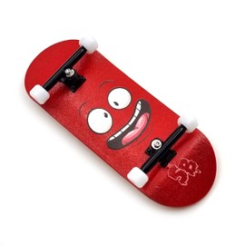 SPITBOARDS® 34mm x 96mm Pro Fingerboard Set-Up (Complete) | Real Wood Deck | Pro Trucks with Lock-Nuts and Pro Bushings | Polyurethane Pro Wheels with Bearings | Red Face