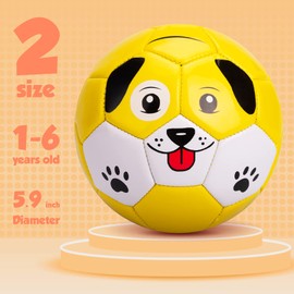 INPODAK Size 2 Football, Football for Toddlers 1-3, Kids Football for Age 2 3 4 5 6, Garden Ball Game, Football Toys Gift for Boys Girls Years Old Yellow
