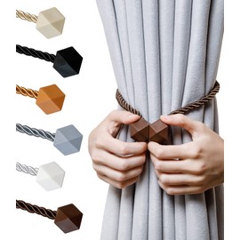 NazTur - Alzapaños magnéticos para cortinas, cuerda giratoria más gruesa 2022, fuerte imán para tratamiento de ventanas, soportes decorativos, hechos a mano para cortinas (café oscuro, 2)