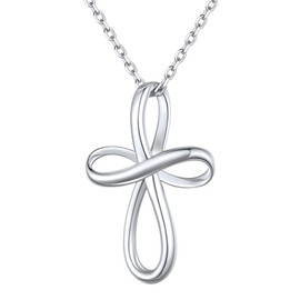 ChicSilver Damen-Halskette mit Unendlichkeitskreuz, Sterling-Silber 925, Kettenlänge: 45 + 5 cm, verstellbar, Sterling-Silber