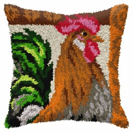 Rooster (4122) Latch Hook Cushion Front Kit. Orchidea 40x40cm