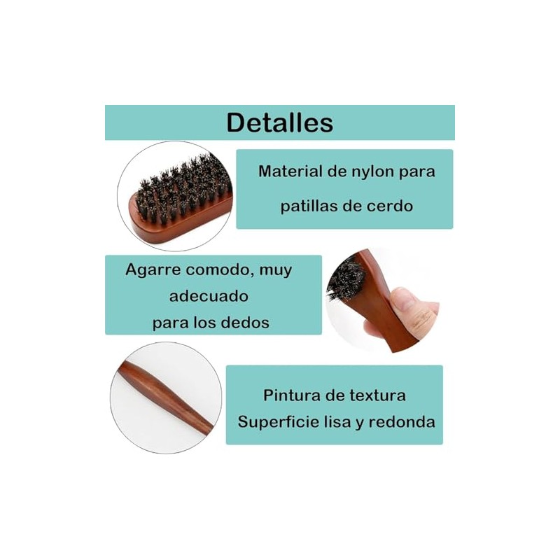 2 Cepillos Cerdas de Jabalí, Cepillo para Cabello Hombre, Cepillo