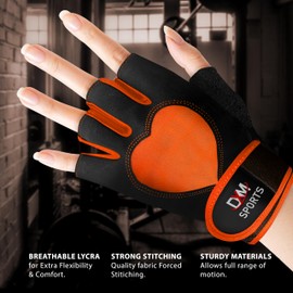 DXM SPORTS Workout Gloves for Women and Men with Wrist Support - Weight Lifting Gloves for Gym, Cycling, Training - Exercise Gloves for Women (Orange, X-Large)