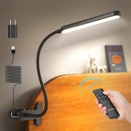 Glocusent Glocusent 5W Multi-Purpose Clip On Light, 38 LEDs Bed Light, Eye Caring Reading Lamp, 5 Color & 5 Brightness with a Remote, 30-Min Auto Off Timer, Perfect for Bed Reading/Studying/Working