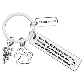 Xiahuyu Veterinarian Appreciation Gifts Vet Tech Keychain Thank You Gift for Veterinary Assistant Nurse Veterinary Student Gift Vet Receptionist Gift Veterinary Technician Gift