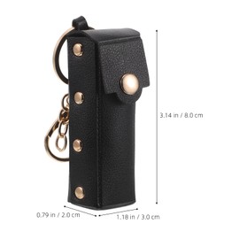 minkissy Vintage Lipstick Holder Keychain Portable Lipstick Pouch for Travel Stylish Lip Gloss Organizer Chic Cosmetic Case Keyring for Women Black