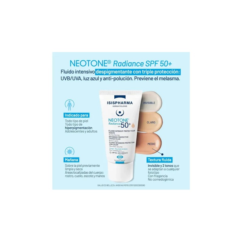 Isispharma Neotone Radiance 50 Protector Solar Color Claro