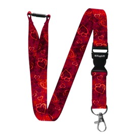 Rolseley Multicoloured Lanyard Neck Strap with Safety Clasp and Swivel Snap Hook, Red hearts