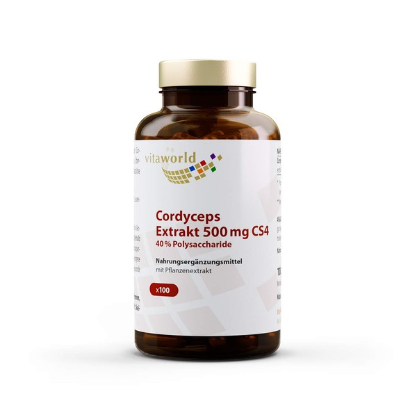 Vitaworld Premium Cordyceps Extract, 500 mg CS4-40% Polysaccharides, Caterpillar Fungus,