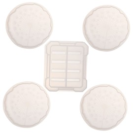 DOITOOL 1 Set DIY Dandelion Coaster Mold Epoxy Resin Mould for Tea Cup Mats Flexible High Transparency Durable Crafting Molds for Creative Projects