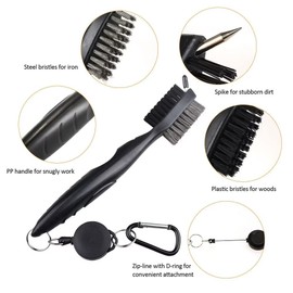 Berfea Golf Club Cleaning Brush and Golf Towel Set, Golf Club Brush and Golf Groove Cleaning Kit, Golf Accessories for Men