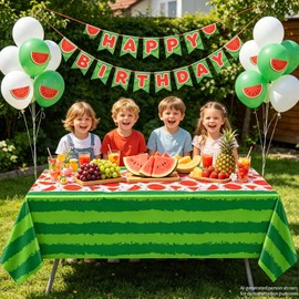 4 Pack Watermelon Rind Tablecloth Green Melon Rectangle Table Cloth Melon Party Waterproof Tablecloth Fruit Table Covers Baby Shower Table Cloth for Beach Pool Birthday Party Supply 51 x 86 Inch