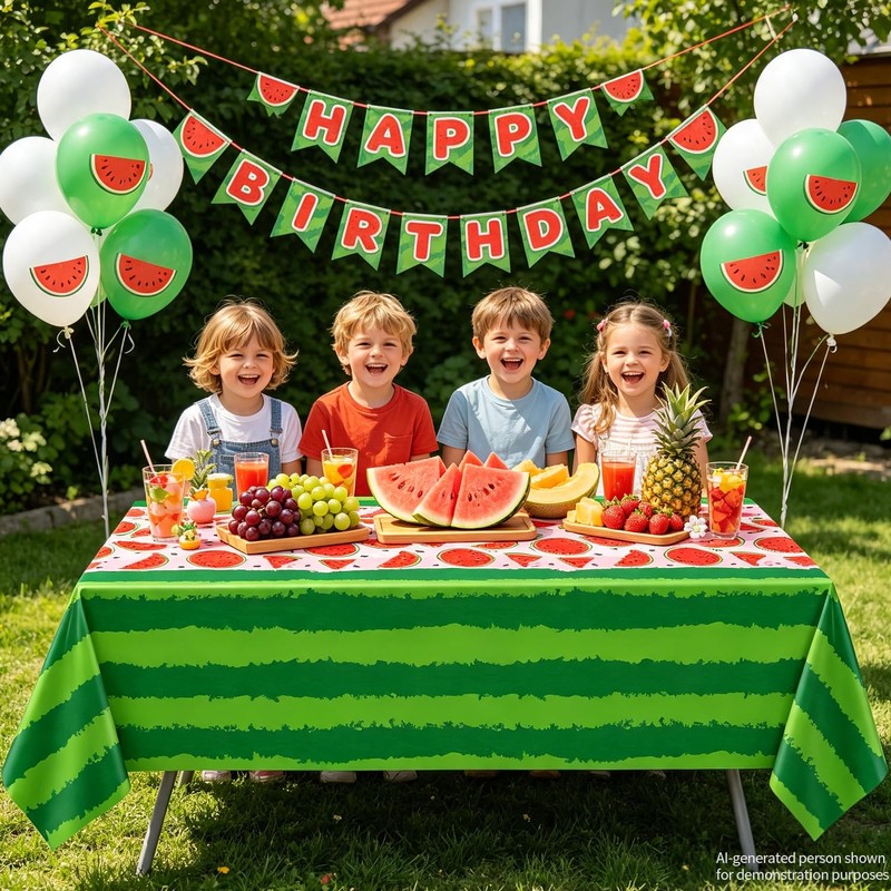 4 Pack Watermelon Rind Tablecloth Green Melon Rectangle Table Cloth