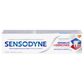Sensodyne Sensitivity and Gum Whitening Toothpaste, Strengthens Protects and Whitens Sensitive Teeth, 75 mL (Packaging May Vary)