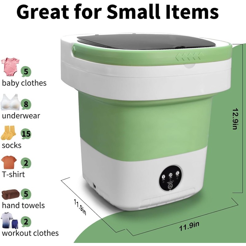Portable Washing Machine, 16L Upgraded Mini Washer with Spin Basket