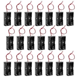 uxcell 3V Battery Holder Case Storage Box 2 x 1.5V AA Batteries Line Leads 20 Pcs