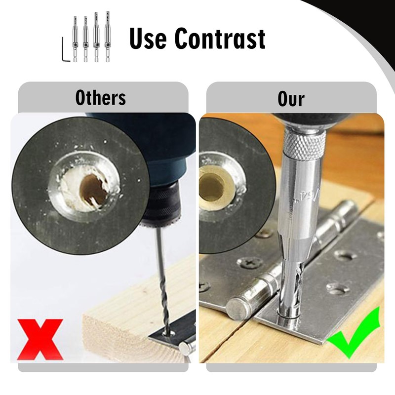 Hinge Drill Bit Self Centring, 4 Pcs Self Centering Drill