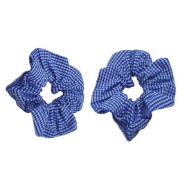 Gingham Hair Scrunchies Gingham School Scrunchie Set Pack Of 2 (Royal Blue)