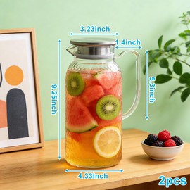 2 Pack 61 Oz BPA-Free Clear Plastic Pitchers with Lids