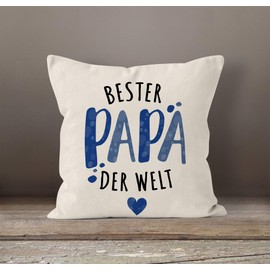 MoonWorks® Cushion Cover "Beste Mama/Bester Papa der Welt" Heart Gift for Parents Father Mother Mother's Day Father's Day Dad 2 Natural One Size