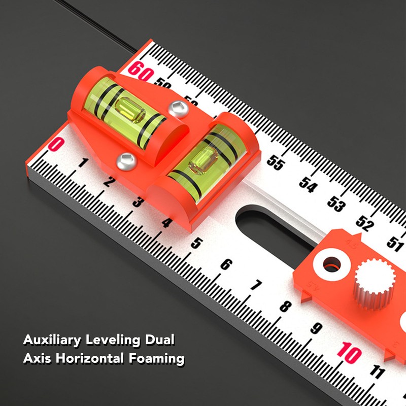 Woodworking Ruler Scribing Tool 2 In 1 Multifunctional Aluminum Alloy