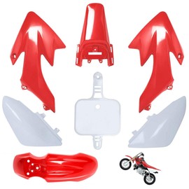 CRF50 Plastic Kit Red White XR50 Plastic Fender Kit,Crf50,compatible with HONDA XR 50 CRF 50 SDG SSR 107 110 125 Pit Dirt Bike M PS03- by Lucky Seven