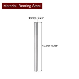 sourcing map Linear Motion Bars 6 mm x 150 mm (0.24 x 5.91 Inch) Hardened Chrome Coated Linear Rail Shaft Round Guides for 3D Printers DIY CNC Pack of 2