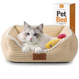 Zerbuger Rectangle Cat Dog Bed for Large Medium Small Pets Indoor Outdoor Machine Washable Sleeping Sofa Non-Slip Bottom Soft Puppy Bed Durable Orthopedic Calming Pet Cuddler (Small, Coffee)