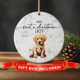 First Christmas Labrador Puppy Ornament - Black or Yellow Labrador Puppy